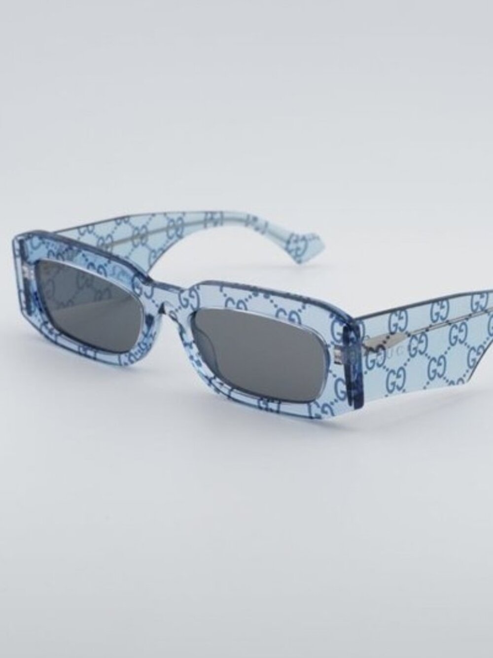 Gucci GG1426S 006 Sunglasses Light Blue with GG Pattern Square Frame